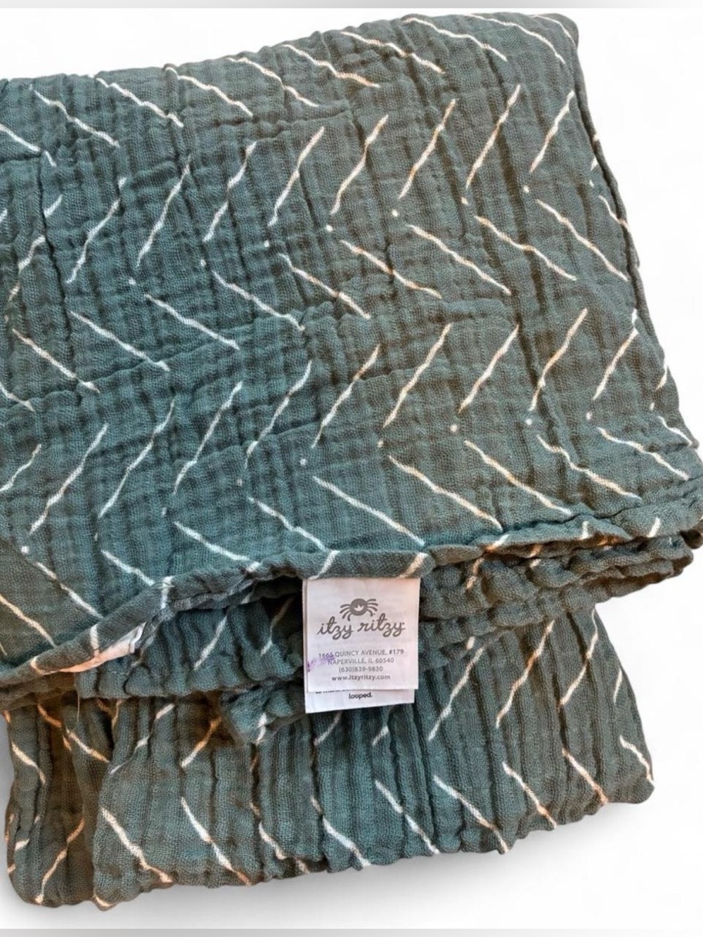 Itzy Ritzy Unisex Green Muslin Swaddle Nursing cover car seat cover